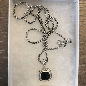 David Yurman Petite Albion Pendant Necklace Onyx